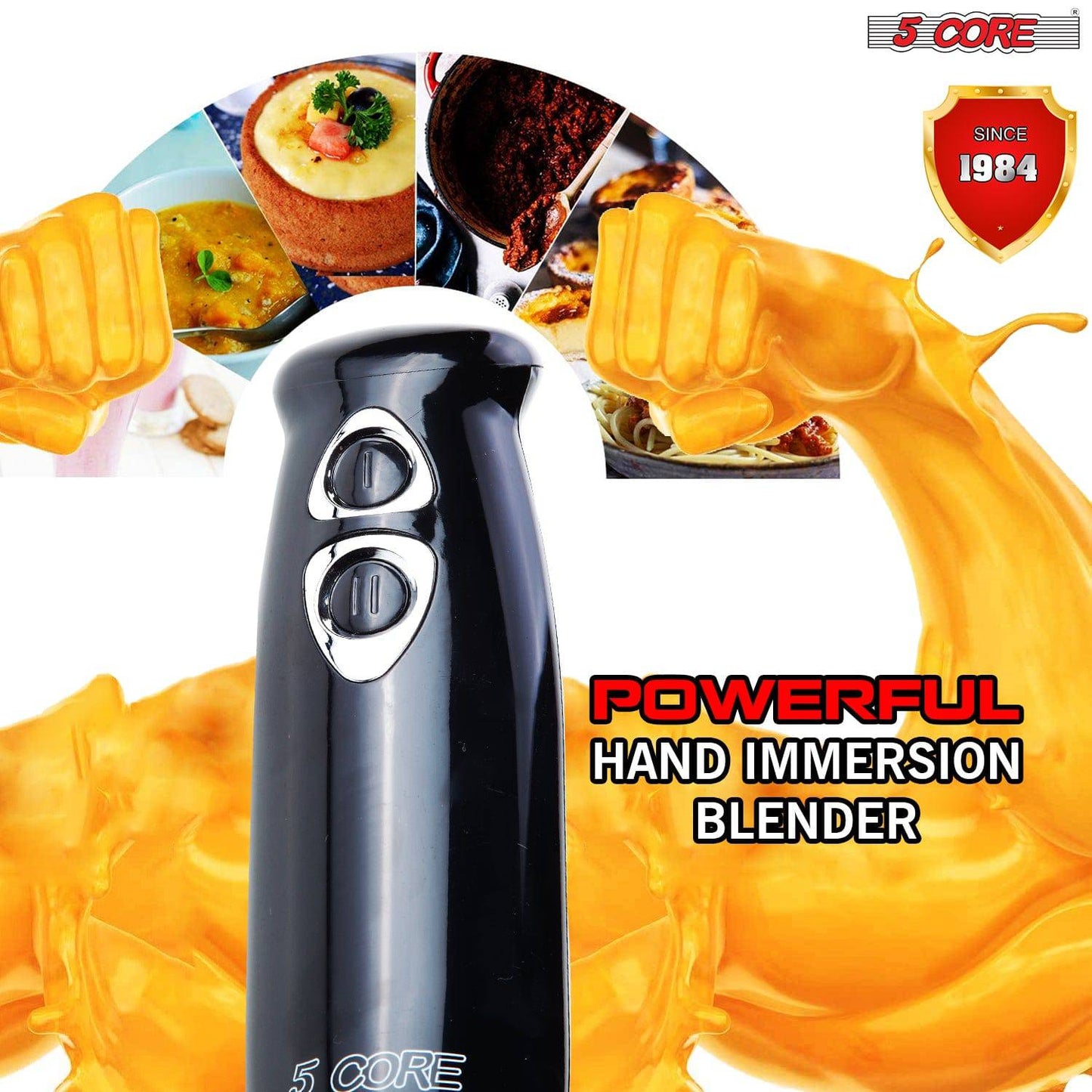 5 Core Hand Blender 500W Immersion Blender Electric Hand Mixer w 2