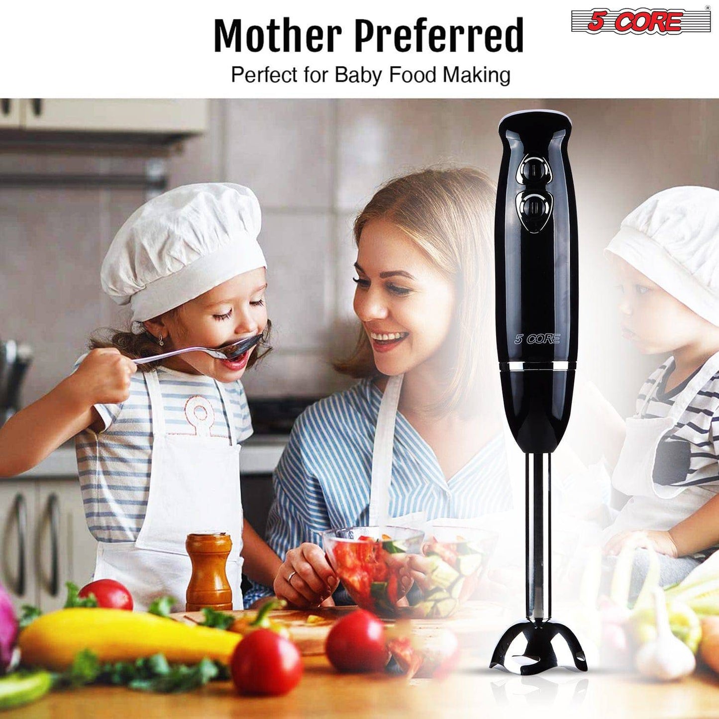 5 Core Hand Blender 500W Immersion Blender Electric Hand Mixer w 2