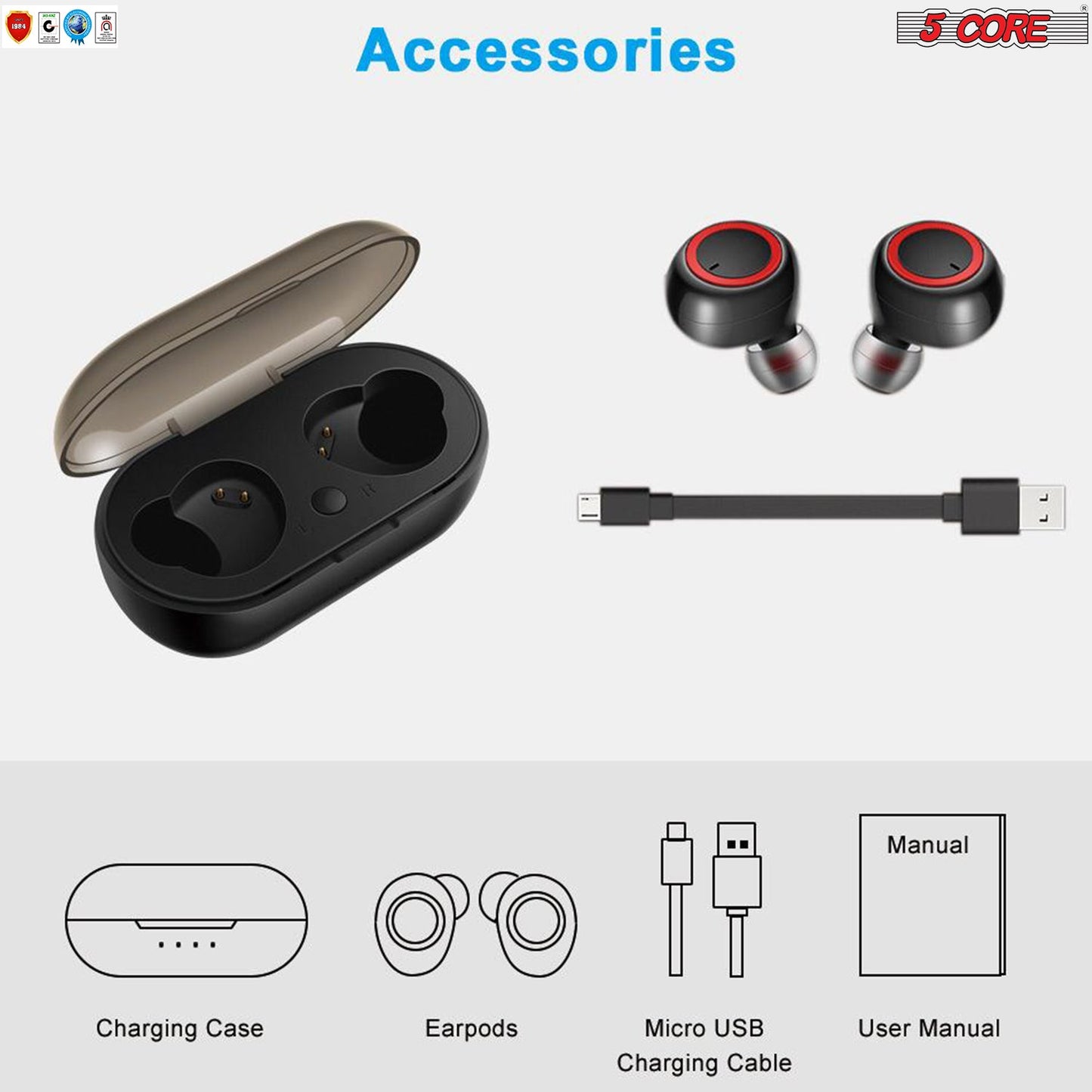 5 Core Wireless Ear Buds • Mini Bluetooth Noise Cancelling Earbud