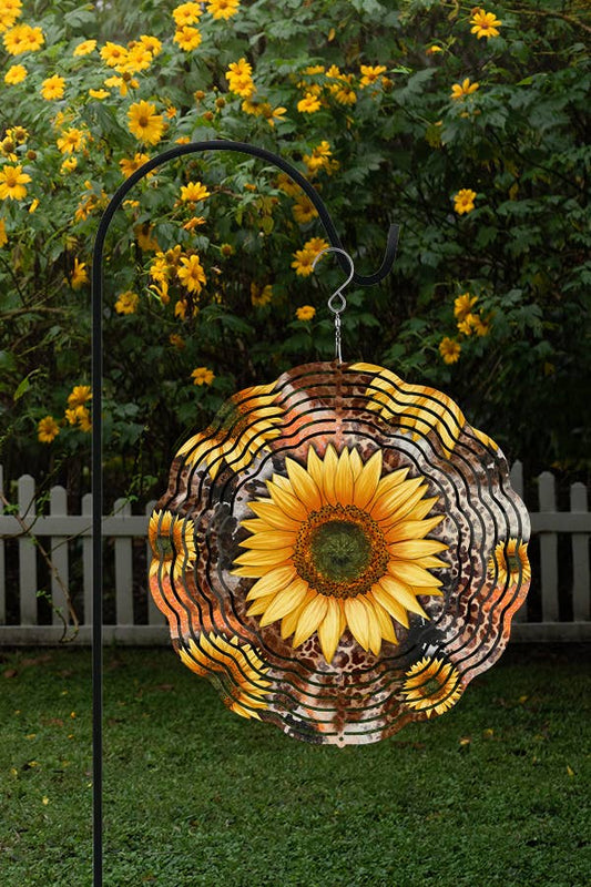 Spring Home Decor Sunflowers Leopard Garden Wind Spinner