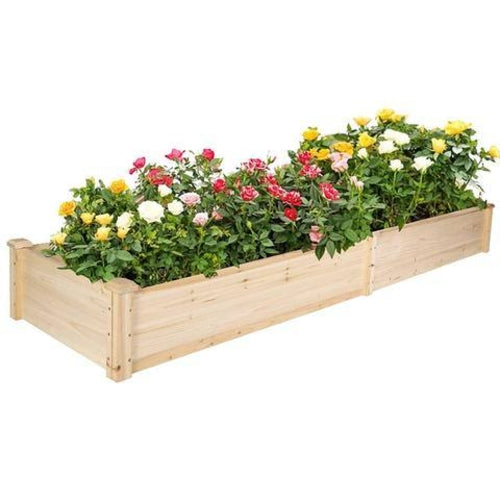 Bosonshop Raised Garden Bed Wooden Planter Box 2 Separate Planting