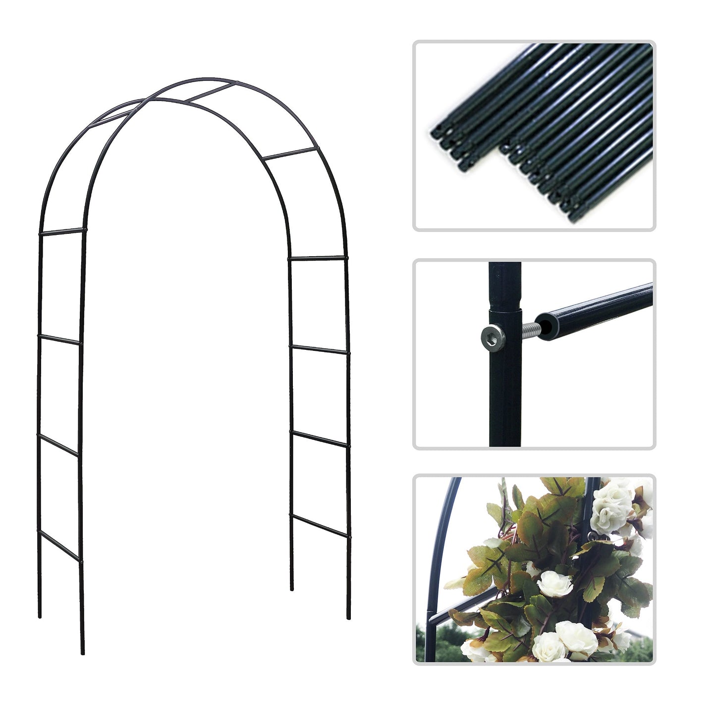 78"H x 45"W Metal Garden Arch Trellis; Adjustable Arbor Trellis for