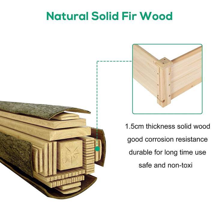 Bosonshop Raised Garden Bed Wooden Planter Box 2 Separate Planting