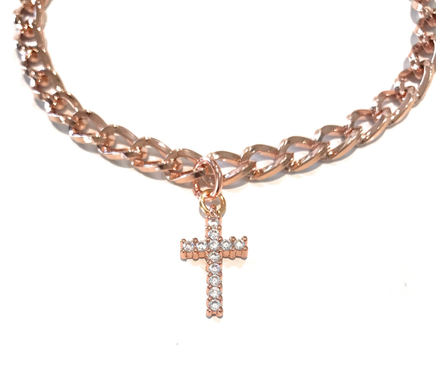 Christian Jewelry, Cross Bracelet , Rose Gold Bracelet, Spiritual